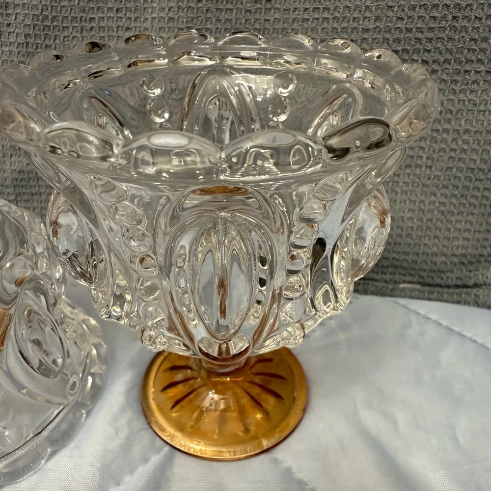 2/Retro Embossed Glass Ice Cream Cup or Yogurt Dessert Cup